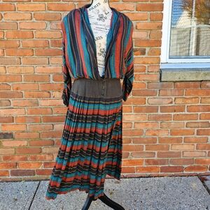 VTG Moonglow Earth Tone Rayon Prairie Dress – M Fit – Made in India